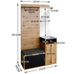 Wardrobe Set with 4 Coat Hooks, Mirror & Shoe Cabinet