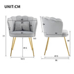 Velvet Chairs, Set of 2 Modern Upholstered with Petal Backs & Butterfly Cushions, Gold Metal Legs