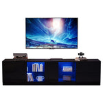Lowboard TV Stand High-Gloss with LED Lighting 160cm for 65" TV Black