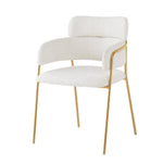 Dining Chair Set of 4 Modern Ergonomic Gold Legs - Beige