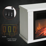 Electric Fireplace, 1200W Freestanding with Flame Effect, White