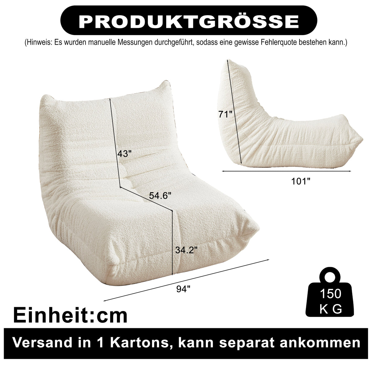 Chenille Togo Sofa with Footrest, Floor Lounge Chair with Memory Foam, Chenille Fabric