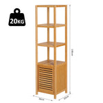 Bathroom Cabinet, 3 Open Compartments, Toilet Storage, Bamboo