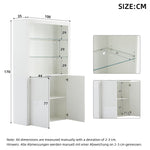 Sofa Sideboard Tall Cabinet, Display Storage with LED Lights, Tempered Glass, 100 x 35 x 170 cm, High-Gloss