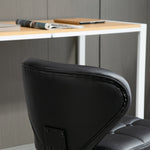Rolling Stools, Set of 2, Swivel, Height-Adjustable, Dark Grey Faux Leather & Steel
