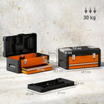 Tool Box with Drawer, Storage Compartment, Steel, Orange