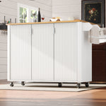 Kitchen Island Trolley Extendable on Wheels Buffet Storage Adjustable Dividers 3 Doors White/Black