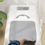 Cat Litter Box with Lid, Built-in Filter, Stainless Steel, White