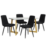 Dining Set 5-Piece Rectangular 117x68cm Black Twill Velvet/Gold Legs
