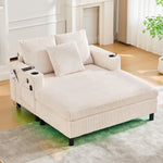 Chaise Longue Recliner with Cupholders, USB, LED Lighting, Soft