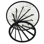 Round Dining Table 80cm for 4 Marbled MDF Top Black Metal Legs