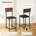 Bar Table with Stool Set, 3-Piece Folding Kitchen Table with Wine Rack, Steel Frame, Brown