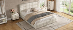 Upholstered Platform Bed Frame, 180x200 cm - Beige