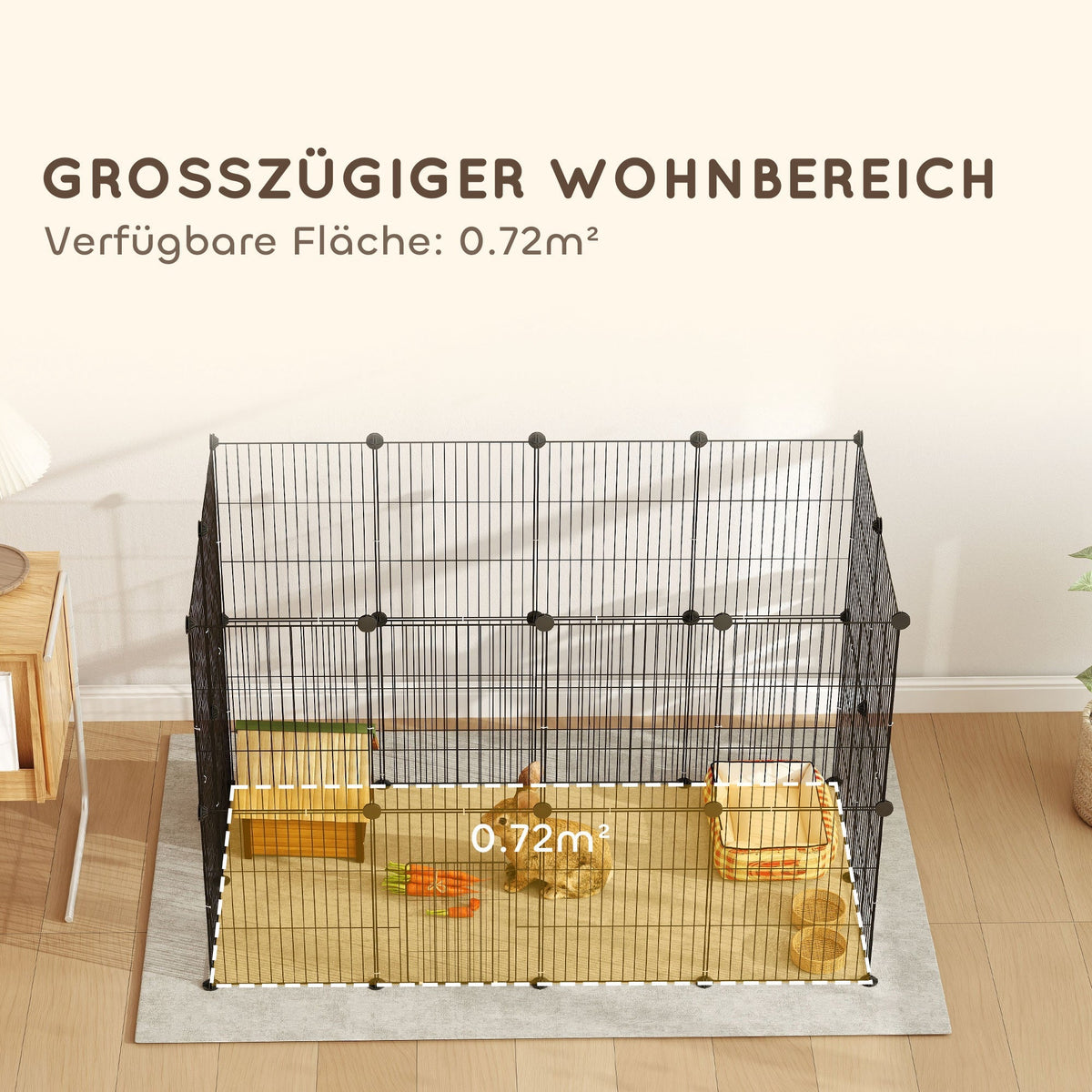 Rabbit/Guinea Pig Enclosure Wire Mesh with Door, Black Steel