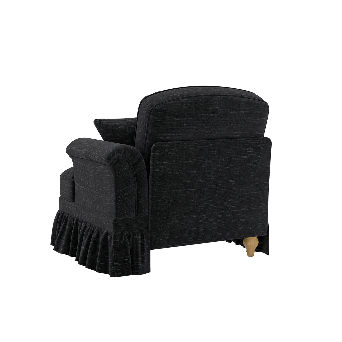 Windsor Sofa RSF with 1 Cushion and Removable Skirt, Black Chenille