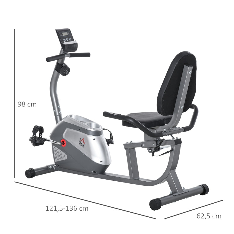 Recumbent Exercise Bike with LCD Display, 8 Magnetic Resistance Levels and Heart Rate Sensors, Black
