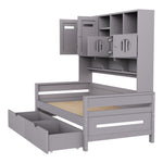 Wooden Sofa Bed 90x200 cm with Large Storage Drawer, Grey