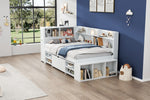 Children's Bed 90x200cm with Drawers & Bookshelf, White