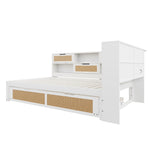 Sofa Bed, 140*200 Multifunctional with Pull-out & Storage, Wooden White