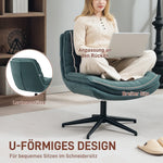 Office Chair, Height Adjustable, Wide Seat, Linen, Dark Green