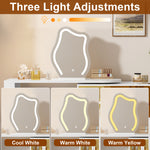 Rotating Vanity Table with LED Lighting & Storage, White
