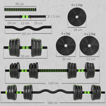 Adjustable Dumbbell Set 25 kg, Barbell Weight Training Set, Steel/Iron