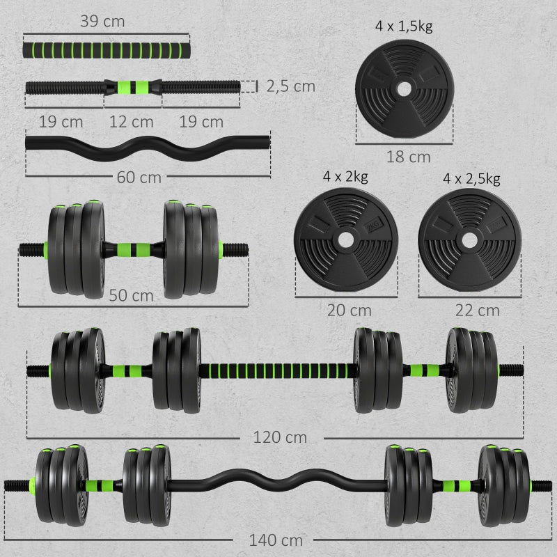 Adjustable Dumbbell Set 25 kg, Barbell Weight Training Set, Steel/Iron