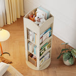 Rotating Bookshelf with 360-Degree Rotation and 4 Shelves, Wood