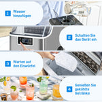 Ice Cube Maker, 20 kg/24h, 2.3L/3.2L, Automatic Cleaning, Stainless Steel, Silver