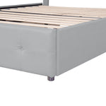 Linen Upholstered Bed with LED Headboard & Storage Drawers, Grey