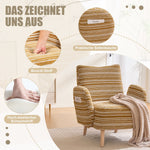 Armchair Modern Circular Pattern Side Pocket Solid Wood Legs - Fabric