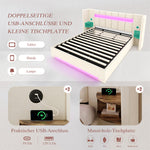 Multifunctional Bed Frame with LED & USB 180x200cm - Velvet