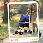 Dog Stroller, Foldable Buggy for Dogs & Cats, 4 kg, Dark Blue