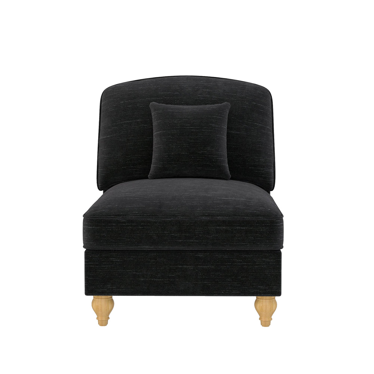 Windsor Armless Cloud Sofa with Chenille Fabric and 1 Cushion, Black