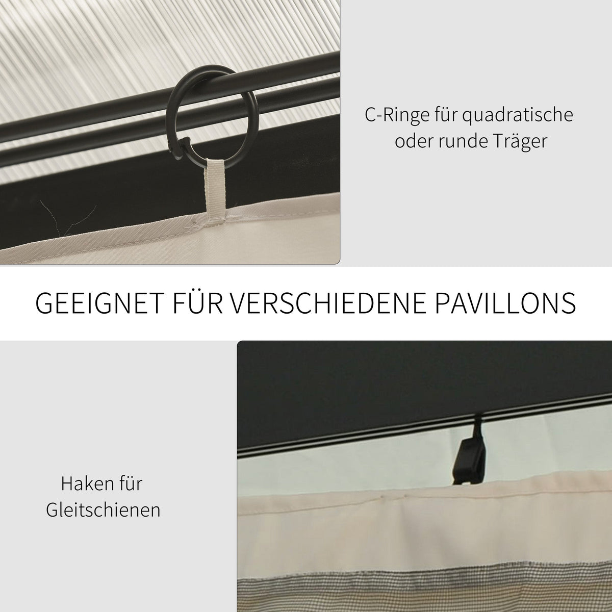 Gazebo Side Panels 3x3m, 302x205cm Durable Polyester, Beige