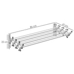 Clothes Airer, Wall Mounted Extendable Drying Rack, 8 Rods, Silver Aluminum