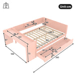 Wooden Double Bed 140x200cm with Desk & Drawers, Pink Pine