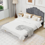 Modern Minimalist Soft Bed with Comfortable Headboard and Low Box Frame 160x200cm, Gray