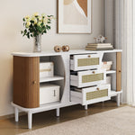 Sideboard Rattan Sliding Doors Adjustable Shelves - Curved Top
