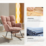 009B Rocking Chair Modern Padded Extendable Footrest Teddy Fabric Pink