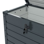 Garden Box Storage Box with Wheels, Lock, Handle Dark Grey