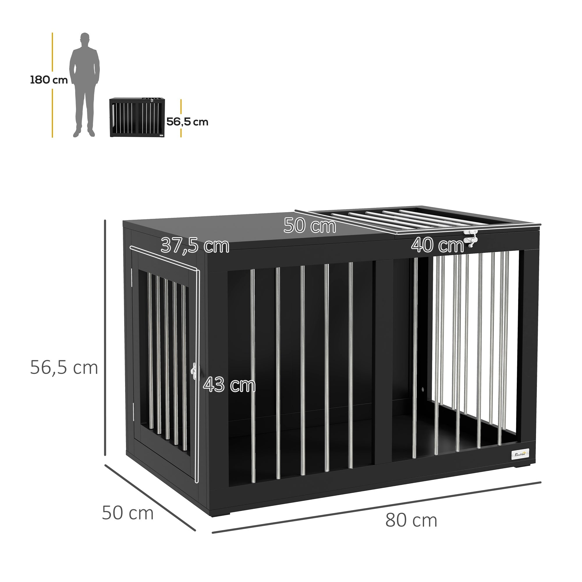 Dog Cage, Home Kennel Pet Crate, Transport, Black