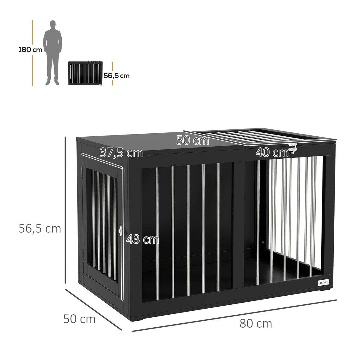 Dog Cage, Home Kennel Pet Crate, Transport, Black