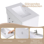 Bathroom Vanity Unit with Sink and 2 Storage Drawers, White