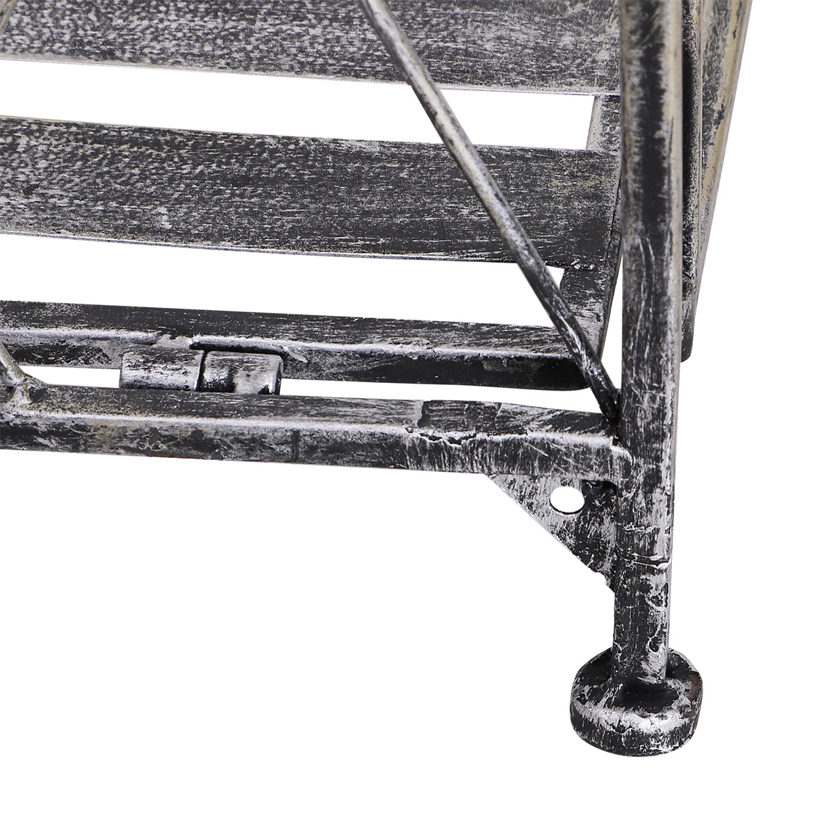 Metal Plant Stand, 3 Tiers Flower Ladder 44x25x96cm, Silver Grey