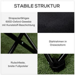 Camping Chair Foldable with Side Pocket, Steel Legs, Black Oxford
