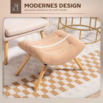 Footstool, Upholstered with Wooden Legs, Fleece, Brown