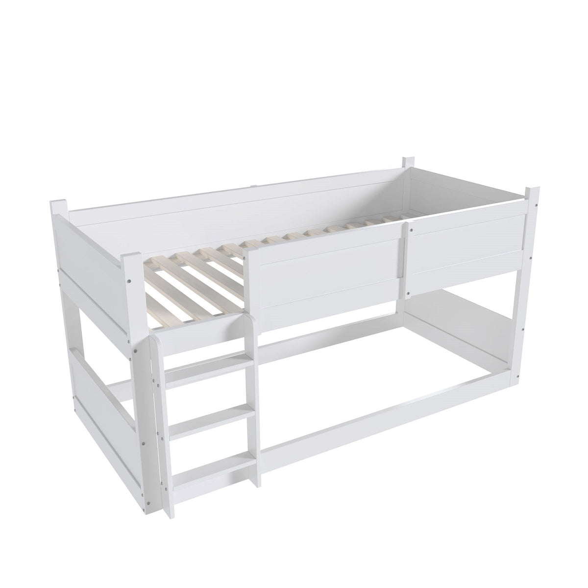 Triple Bed, Loft High Fence Design, Children's, Solid Wood, White