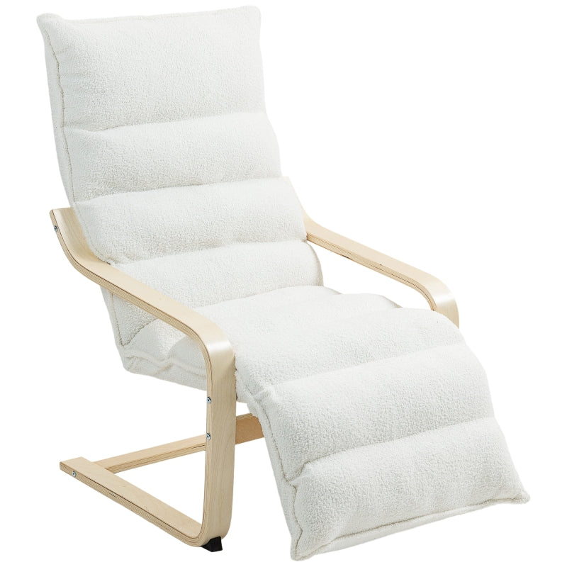 Lounge Chair with Adjustable Footrest, Rocking, Sherpa Fleece, White