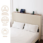 Bed Frame 180x200 Upholstered Platform Wing Headboard Metal Slats Fabric